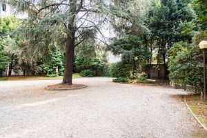 backyard parking spaces and garden